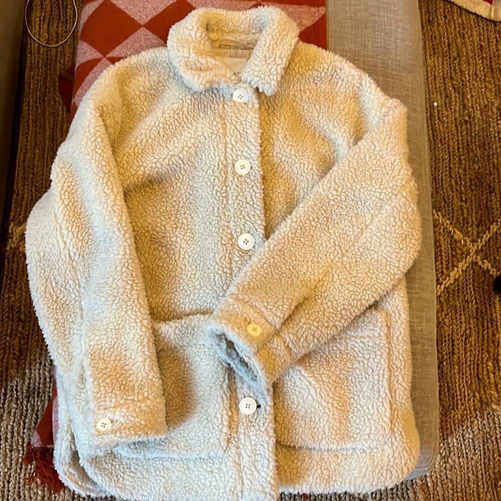 Madewell Sherpa Walton Shirt-Jacket Bleached Linen Size Medium